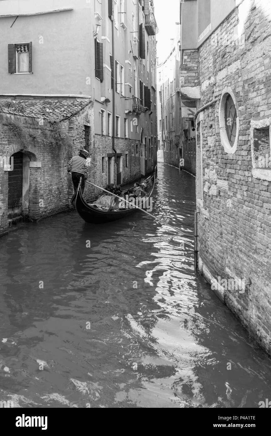 The gondola in the canal, Venice, Veneto, Italy. Stock Photo
