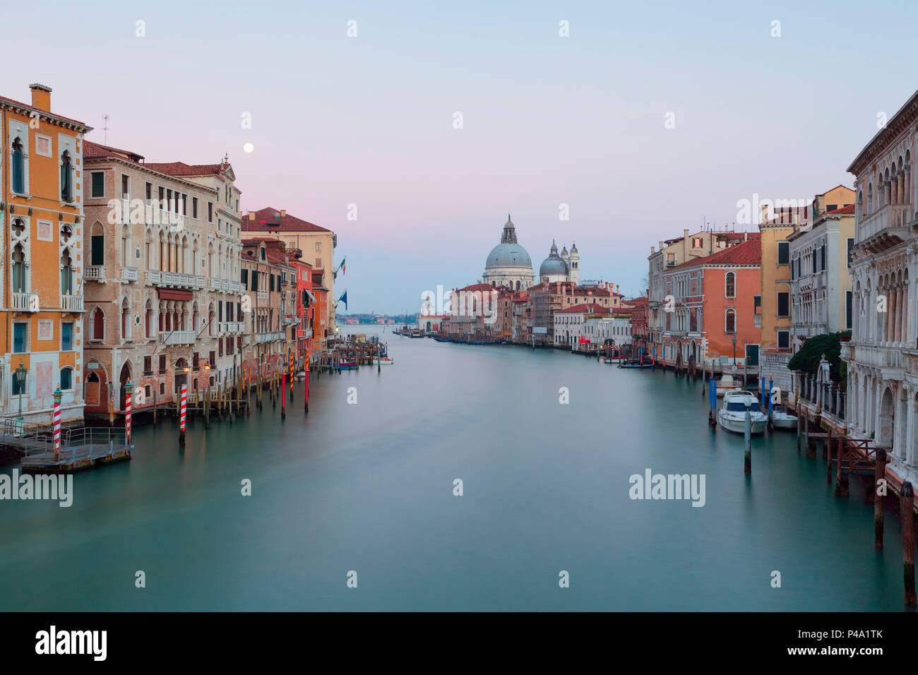 Canal Grande at sunset, Venice, Veneto, Italy Stock Photo