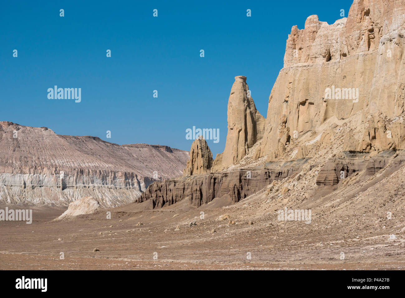 Rock formations at Valley of the Caspian Depression, Aktau, Mangystau region, Kazakhstan Stock Photo