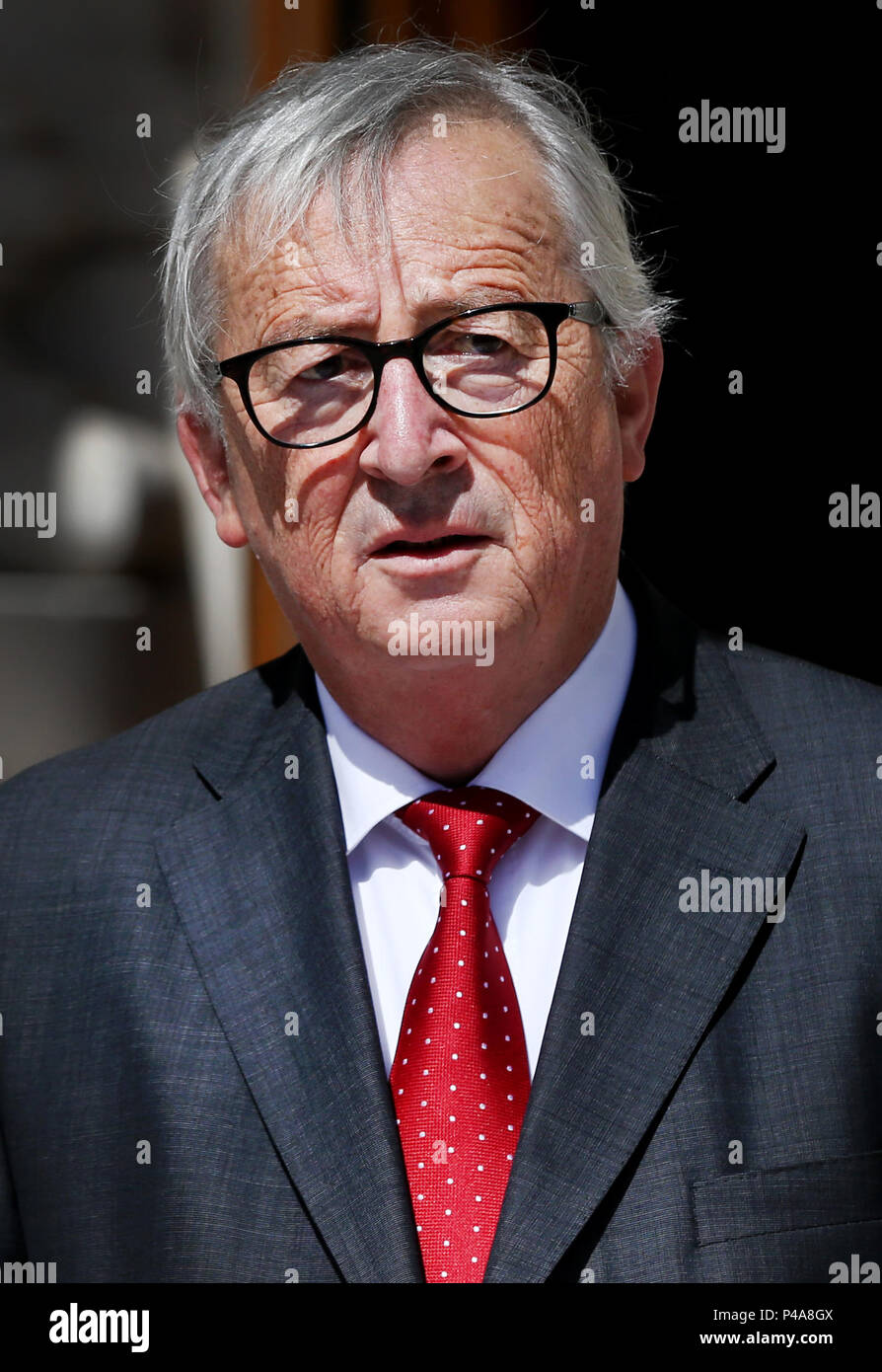 'Ireland Comes First'. Statement by Jean Claude Junker, President of the European Commission, when referring to the Brexit negotiations with the UK, during a visit to Dublin, Ireland Stock Photo