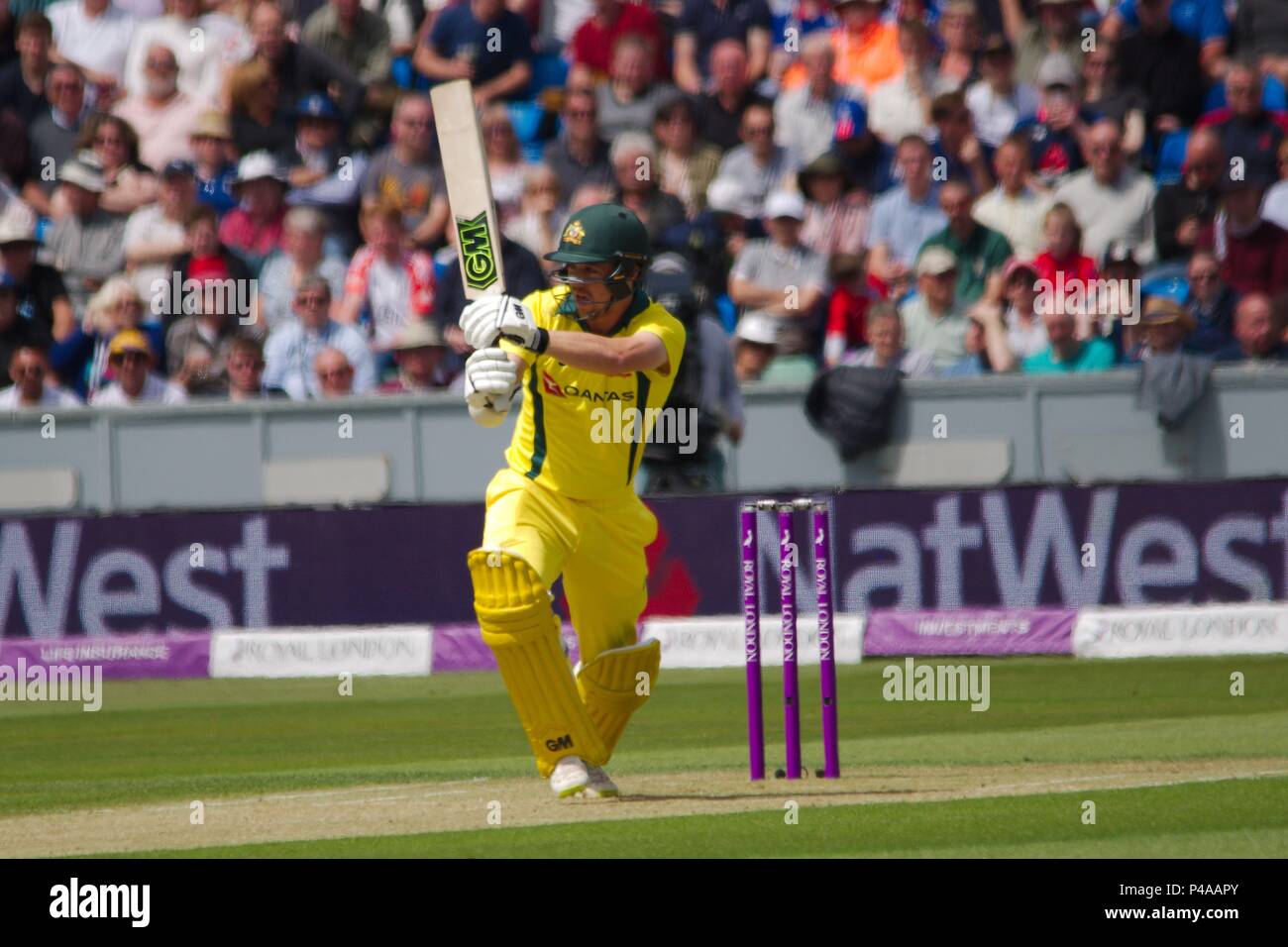 Chester-le-Street, England 21 June 2018. Travis Head batting for Australia against England in the fourth ODI at the Emirates Riverside. Credit: Colin Edwards/Alamy Live News. Stock Photo
