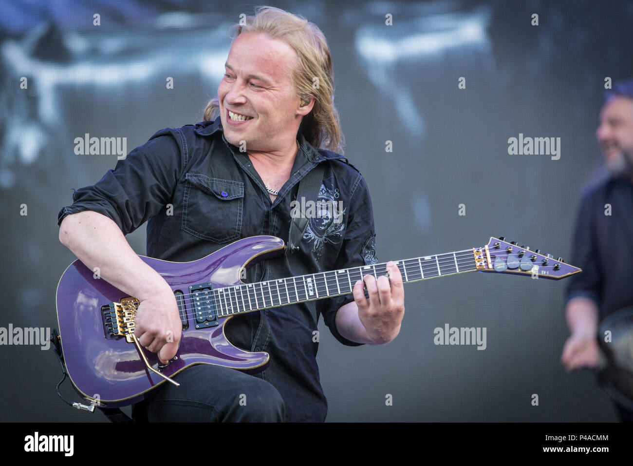 Denmark, Copenhagen - June 21, 2018. Nightwish, the Finnish symphonic metal band, performs a live concert during the Danish heavy metal festival Copenhell 2018 in Copenhagen. Here guitarist Emppu Vuorinen is seen live on stage. (Photo credit: Gonzales Photo - Thomas Rasmussen). Credit: Gonzales Photo/Alamy Live News Stock Photo