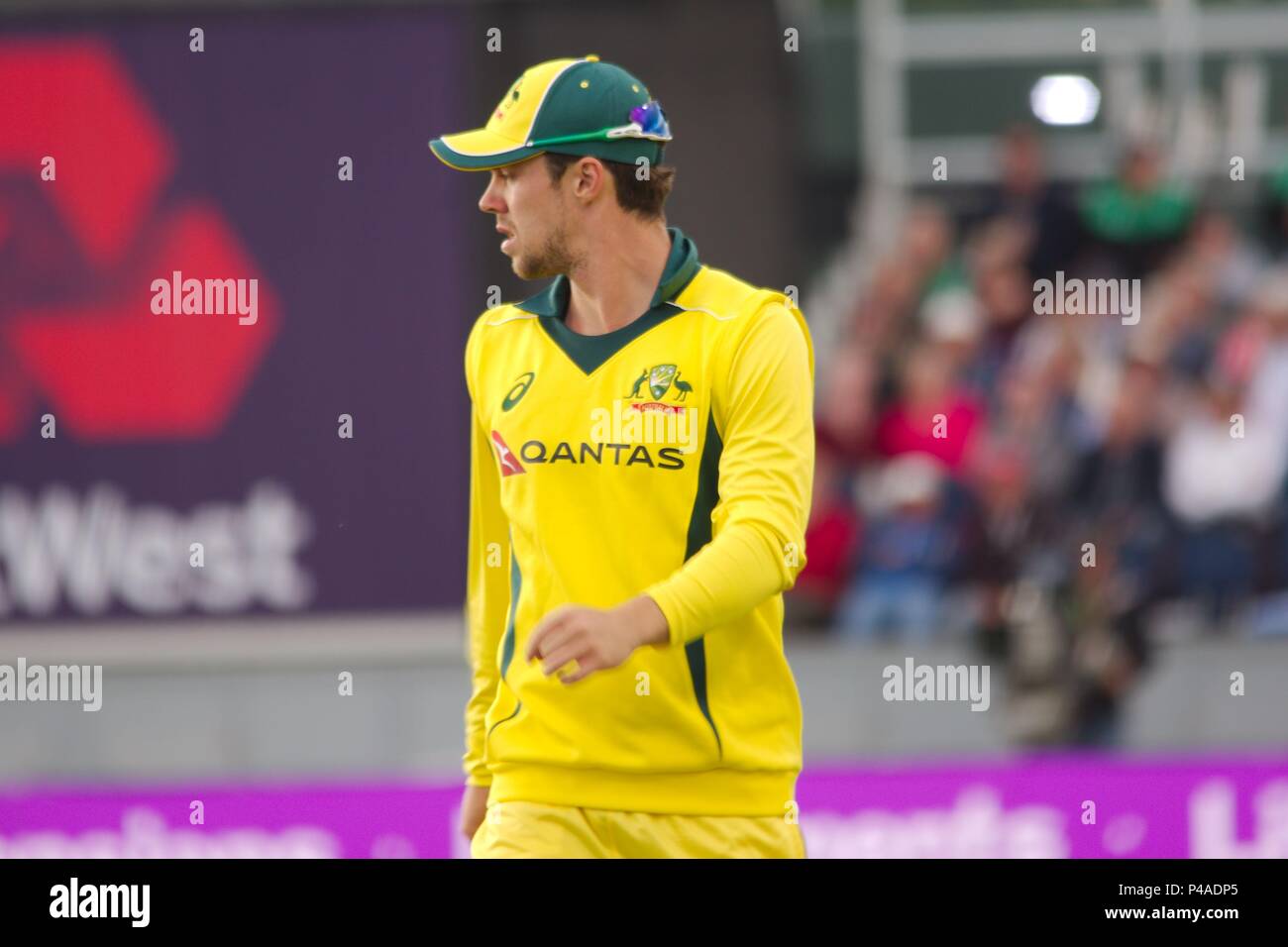 Chester-le-Street, England 21 June 2018. Travis Head fielding for Australia against England in the fourth ODI at Emirates Riverside. Credit: Colin Edwards/Alamy Live News. Stock Photo