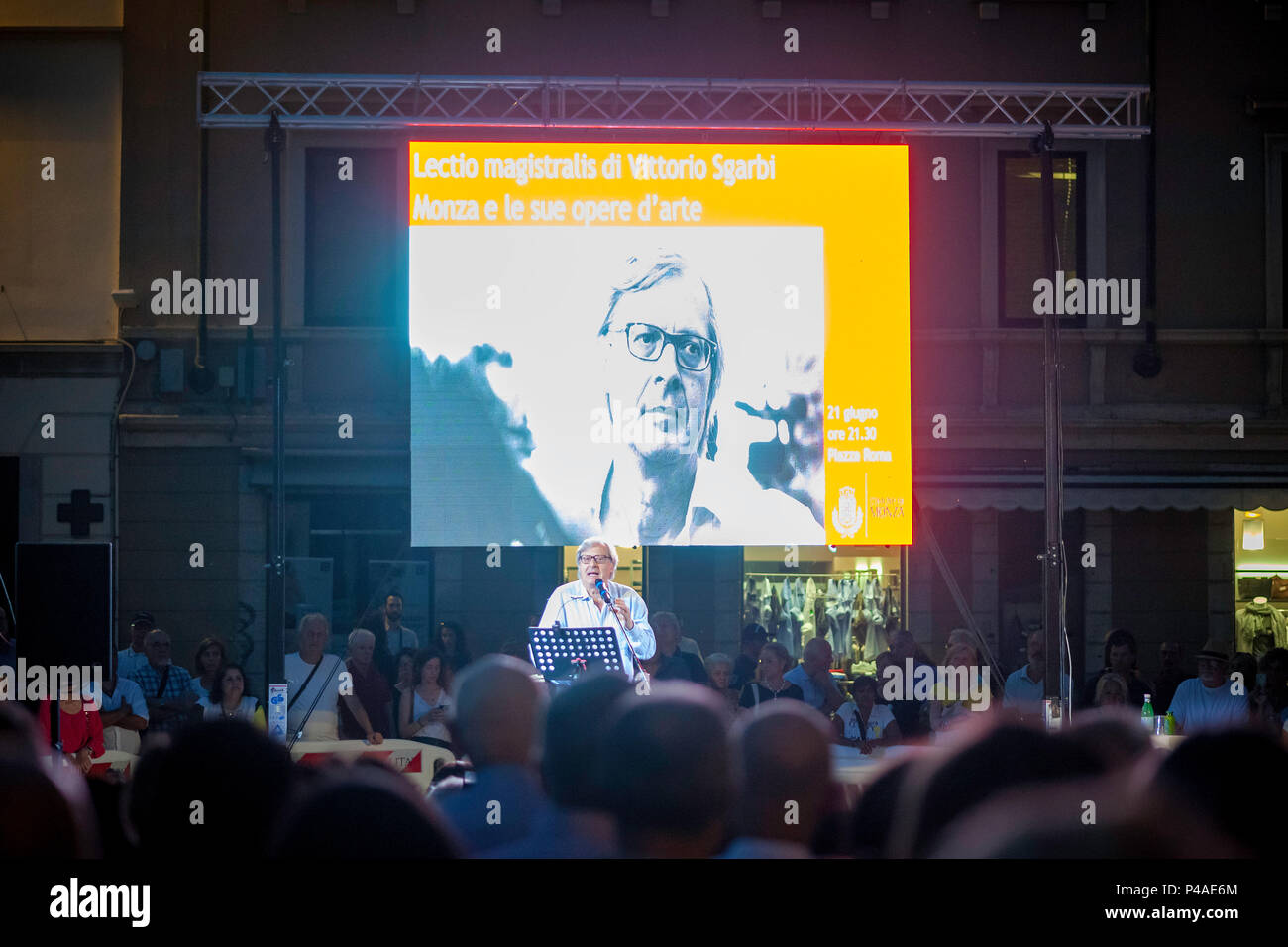 Monza, Italy - Jun 21 2018: Lectio Magistralis of Vittorio Sgarbi about the artistic masterpieces in the city Credit: Alfio Finocchiaro/Alamy Live News Stock Photo