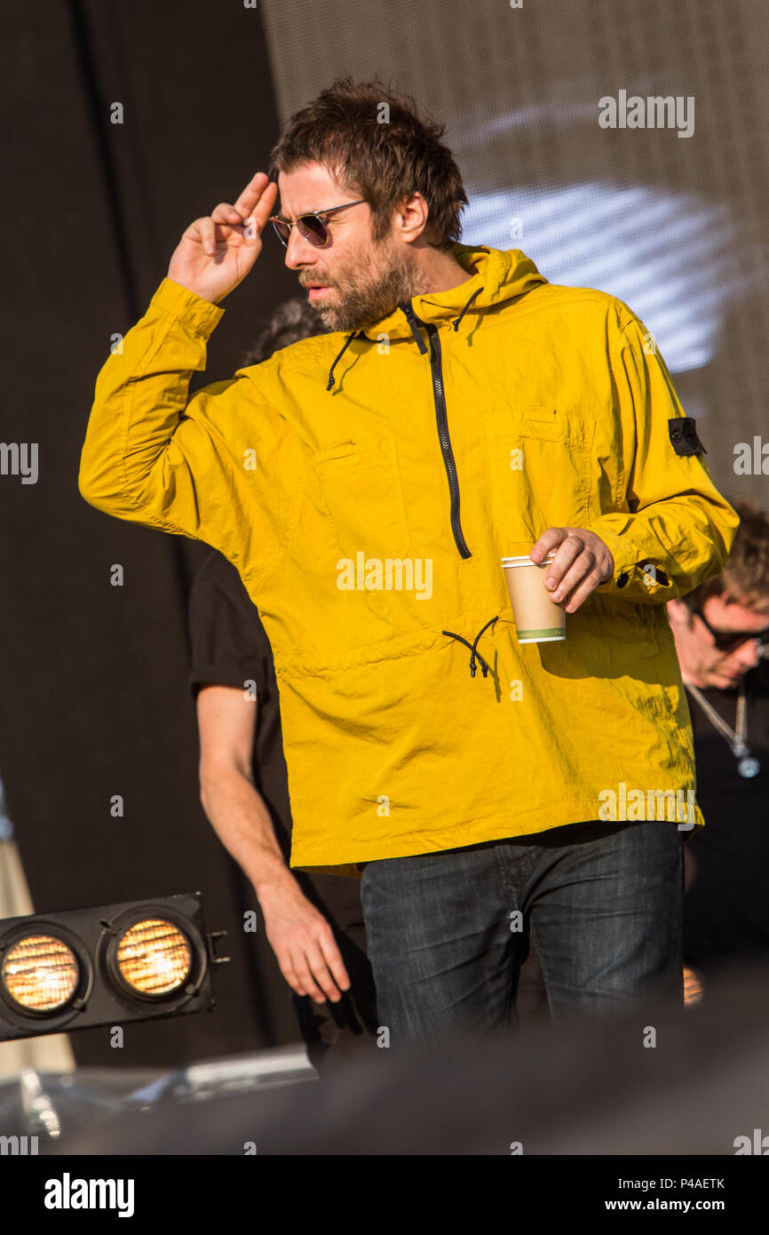 Milan Italy. 21 June 2018. The English singer-songwriter LIAM GALLAGHER  performs live on stage at Area Expo Experience Milano during the "I-Days  Festival 2018" Credit: Rodolfo Sassano/Alamy Live News Stock Photo -
