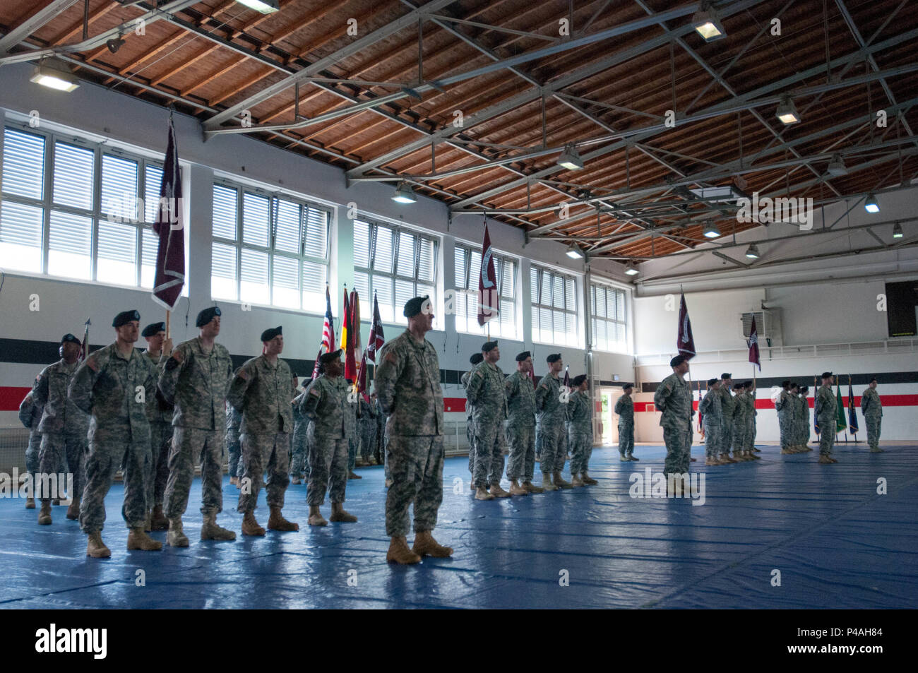 Soldiers Of Landstuhl Regional Medical Center, U.s. Army Medical Department  Activity Bavaria, Dental Command Europe, And Public Health Command Europe  Stand In Formation Prior To The Regional Health Command Europe Change Of
