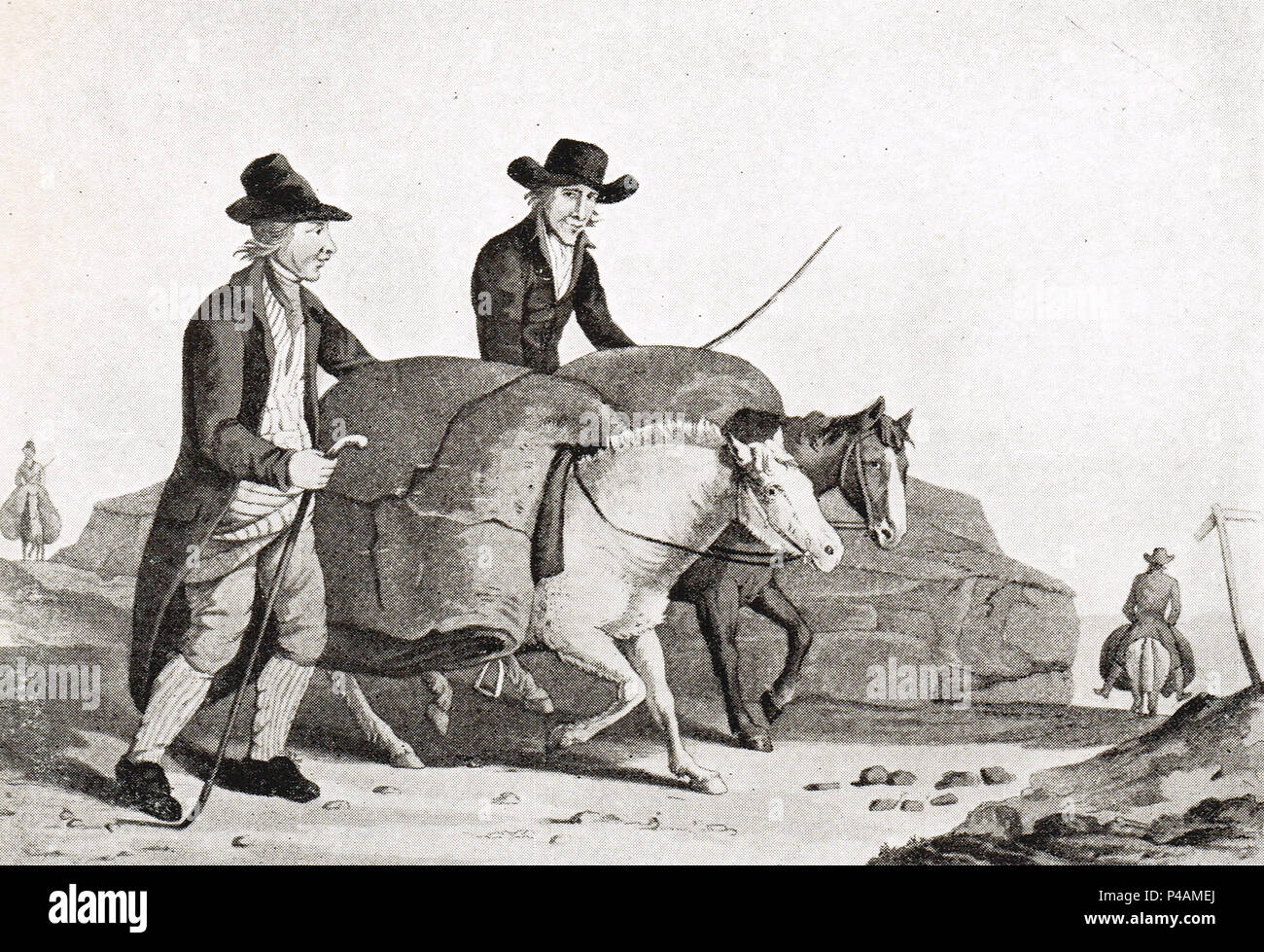 Pack horses, loaded with Yorkshire cloth, Yorkshire, England, 1814