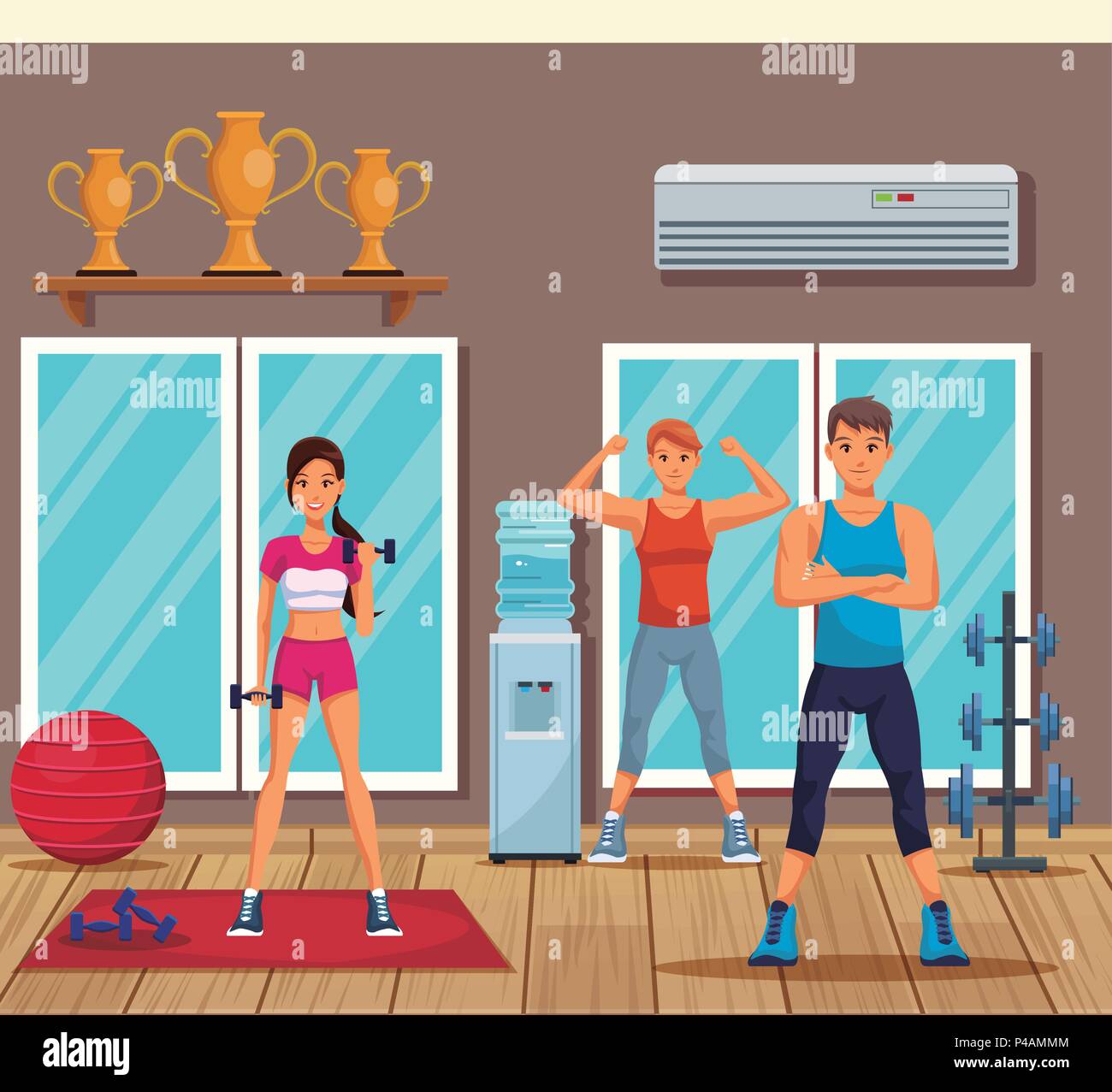 People in the gym Stock Vector