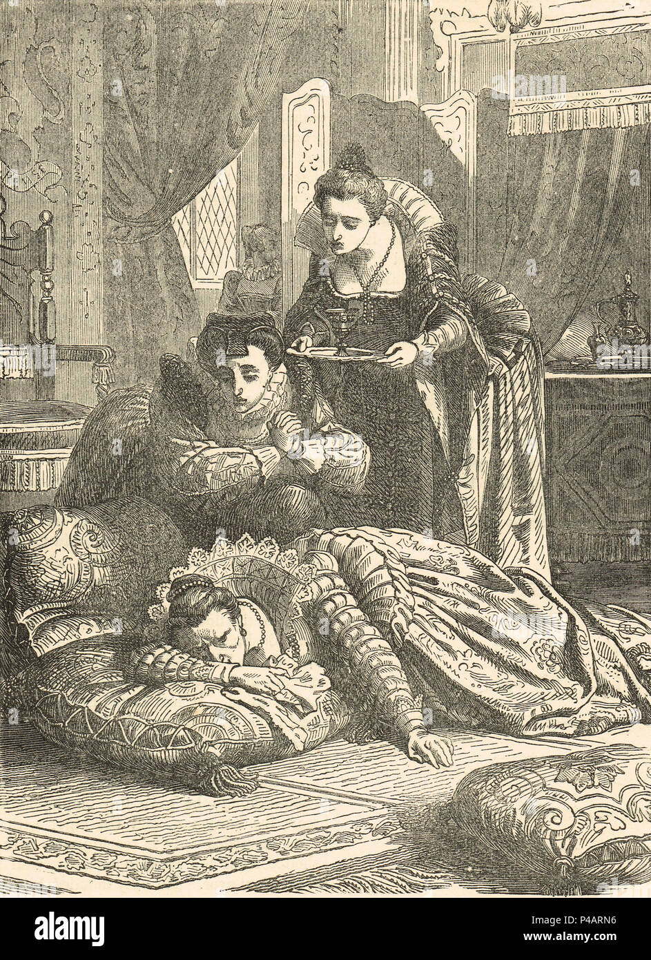 Death of Queen Elizabeth I, 24 March 1603, Richmond Palace, London, England Stock Photo