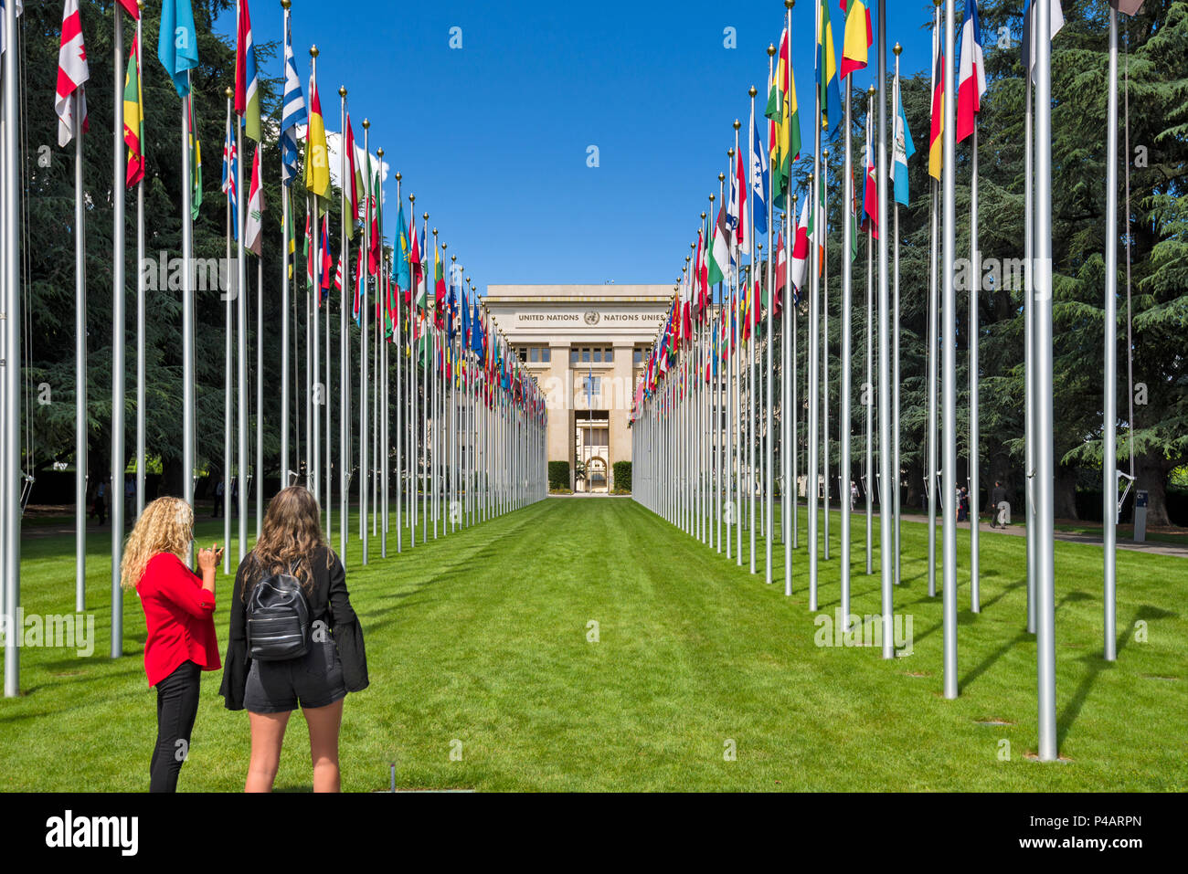 GENEVA, SWITZERLAND -The Palace of Nations, headquarters of the United Nations in Geneva Stock Photo