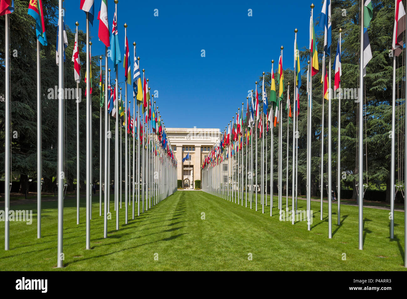 GENEVA, SWITZERLAND -The Palace of Nations, headquarters of the United Nations in Geneva Stock Photo