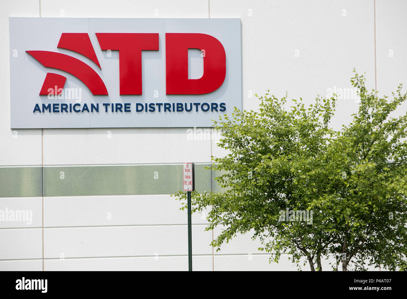 A logo sign outside of a facility occupied by American Tire Distributors (ATD) in Manassas, Virginia on June 9, 2018. Stock Photo