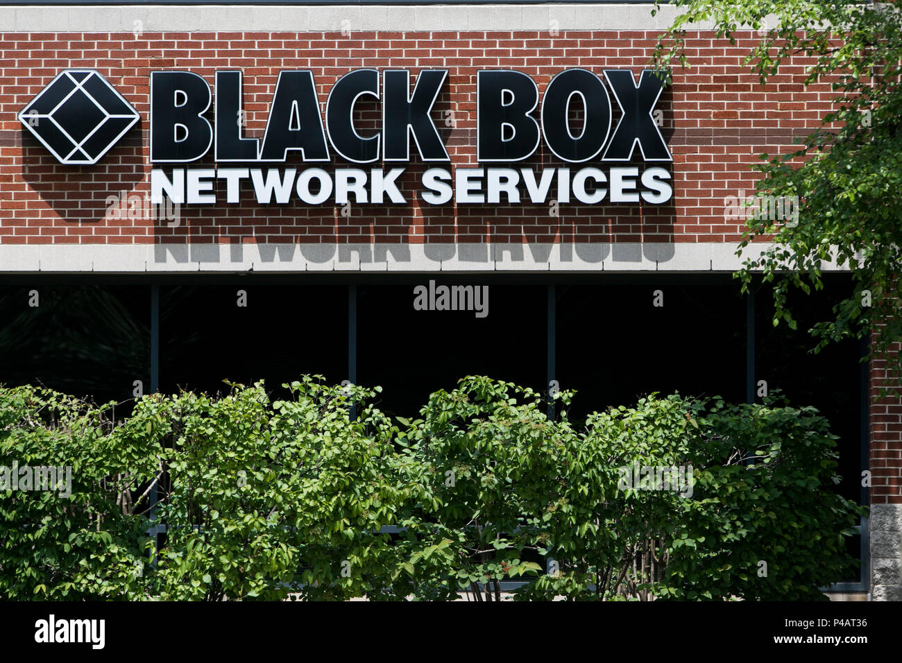 A logo sign outside of a facility occupied by Black Box Network Services in Herndon, Virginia on June 9, 2018. Stock Photo