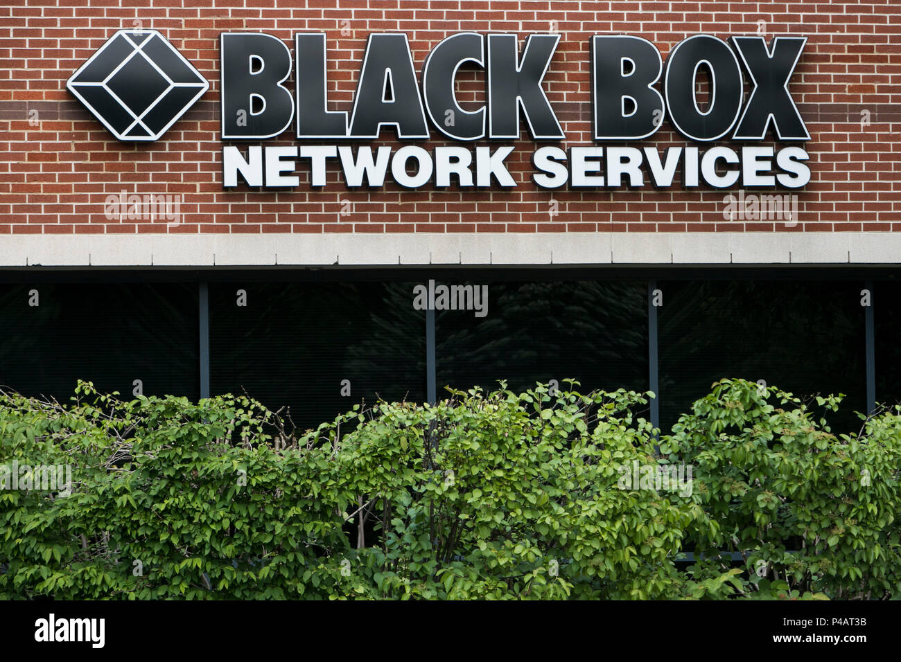 A logo sign outside of a facility occupied by Black Box Network Services in Herndon, Virginia on June 9, 2018. Stock Photo