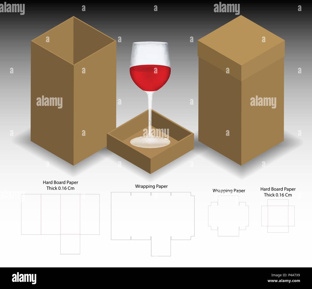 Download Rigid Box For Wine Glass Mockup With Dieline Stock Vector Image Art Alamy
