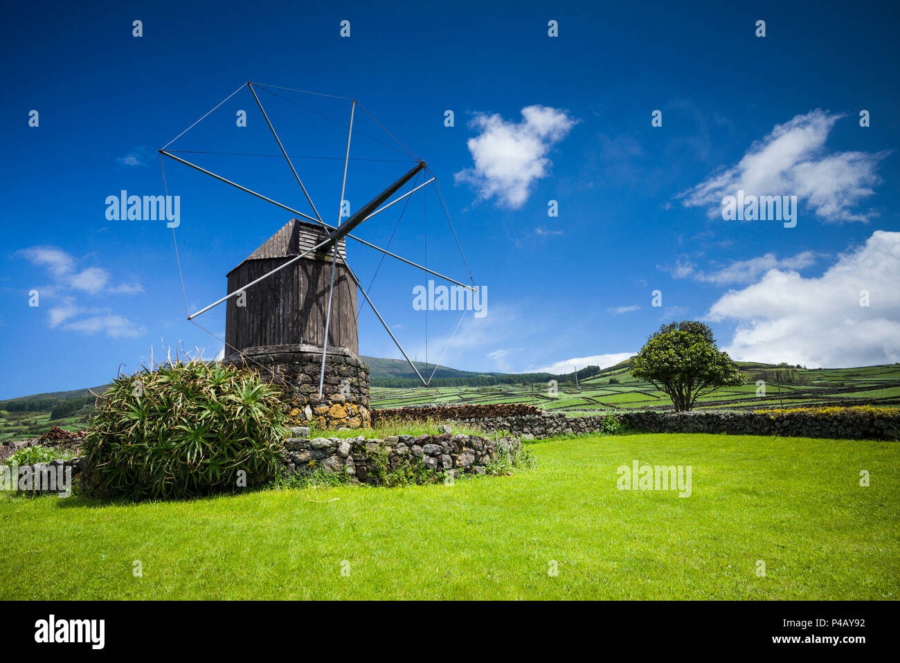 Portugal, Azores, Terceira Island, Doze Ribeiras, traditional Azorean windmill Stock Photo