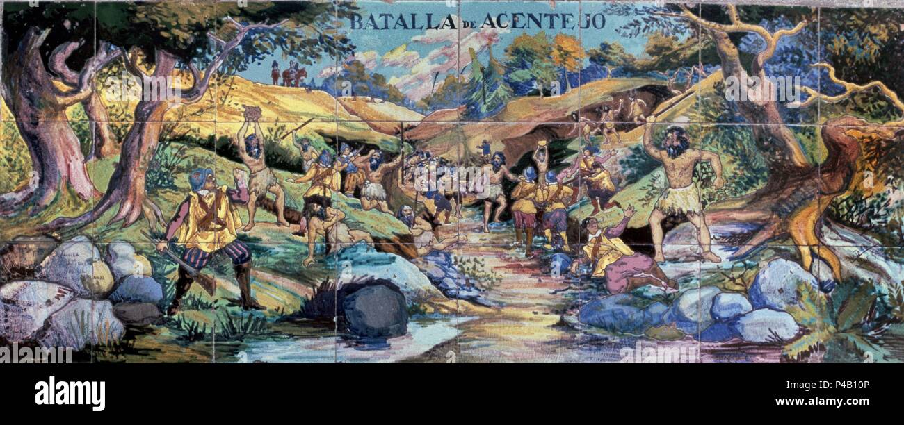 AZULEJO DE LA HISTORIA DE TENERIFE BATALLA DE ACENTEJO EN 1494