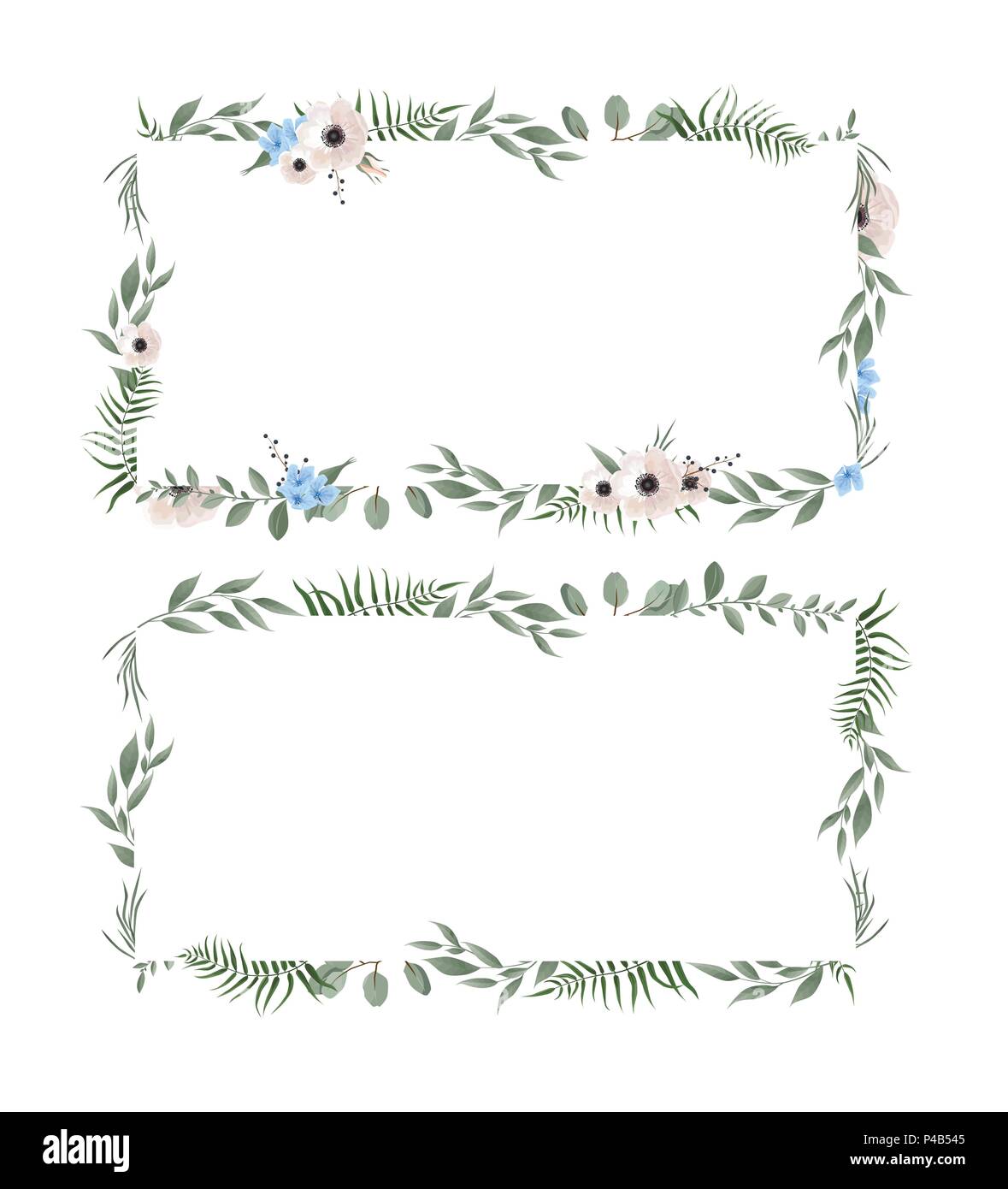 Vector set. Floral frame. Frame border with copy space Stock Vector Image &  Art - Alamy