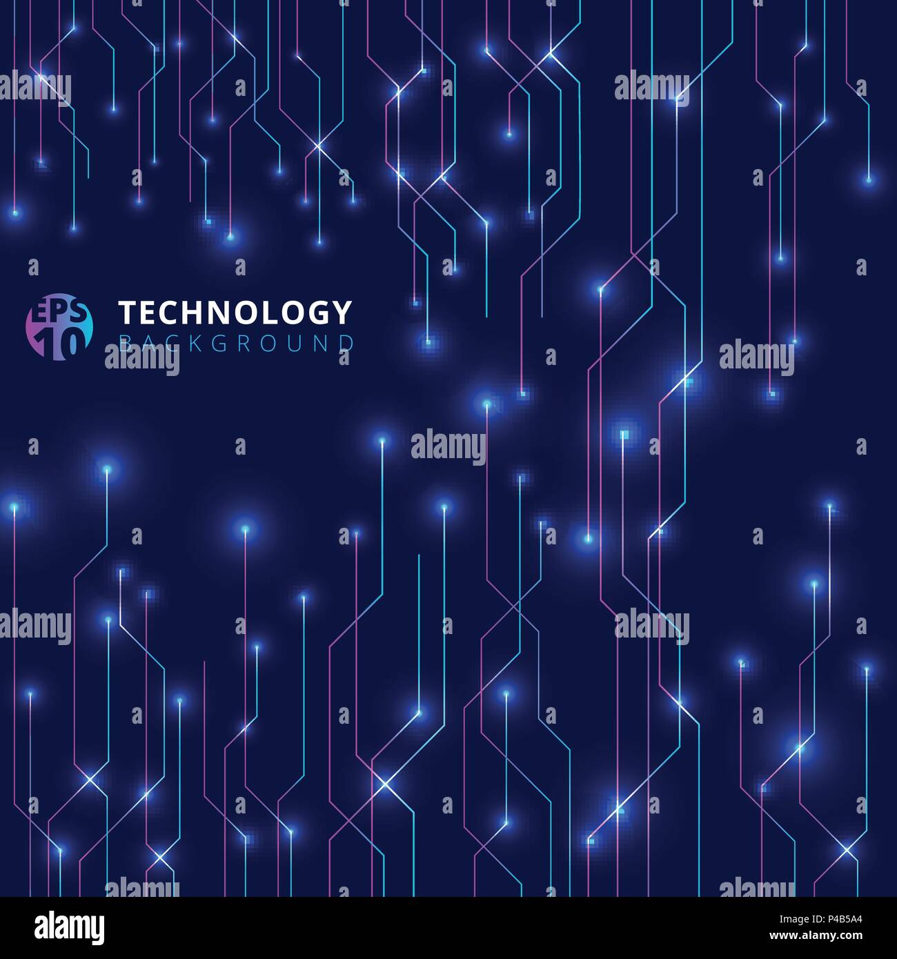 Abstract technology lines with lighting glow futuristic on dark blue