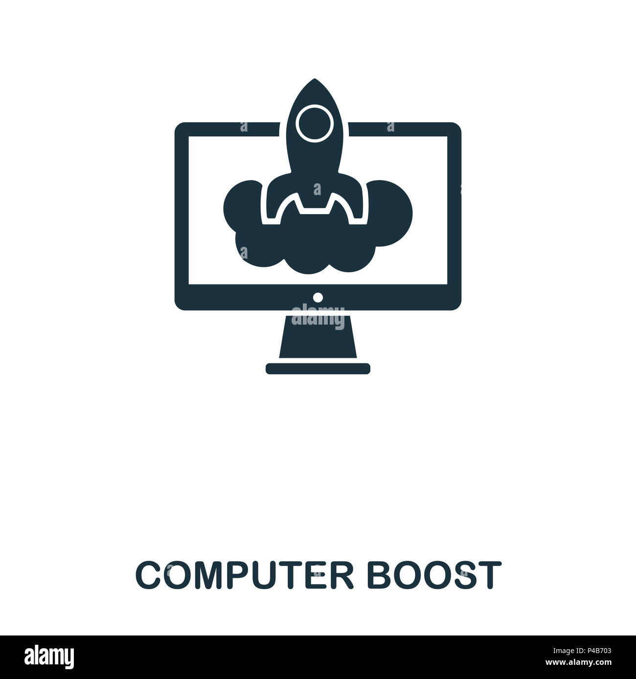 Computer Boost icon. Line style icon design. UI. Illustration of computer boost icon. Pictogram isolated on white. Ready to use in web design, apps, software, print. Stock Photo