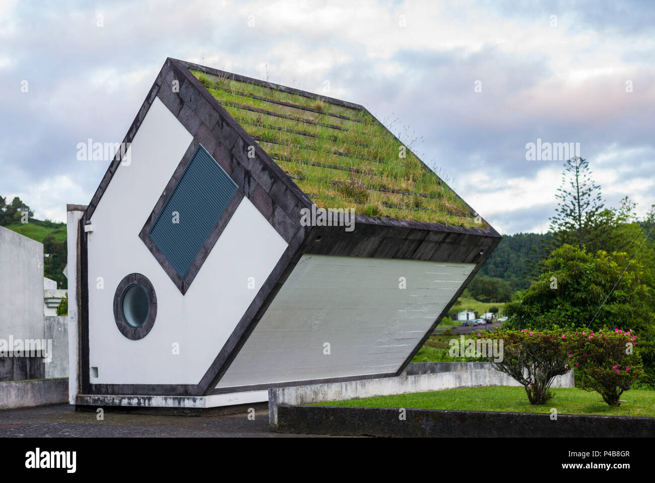 Portugal, Azores, Sao Miguel Island, Furnas, upsidedown house Stock