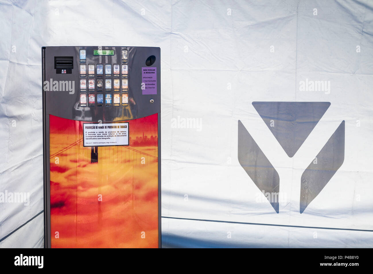 cigarette vending machine portugal Portugal, Azores, Sao Miguel Island, Ponta Delgada, cigarette vending  machine Stock Photo