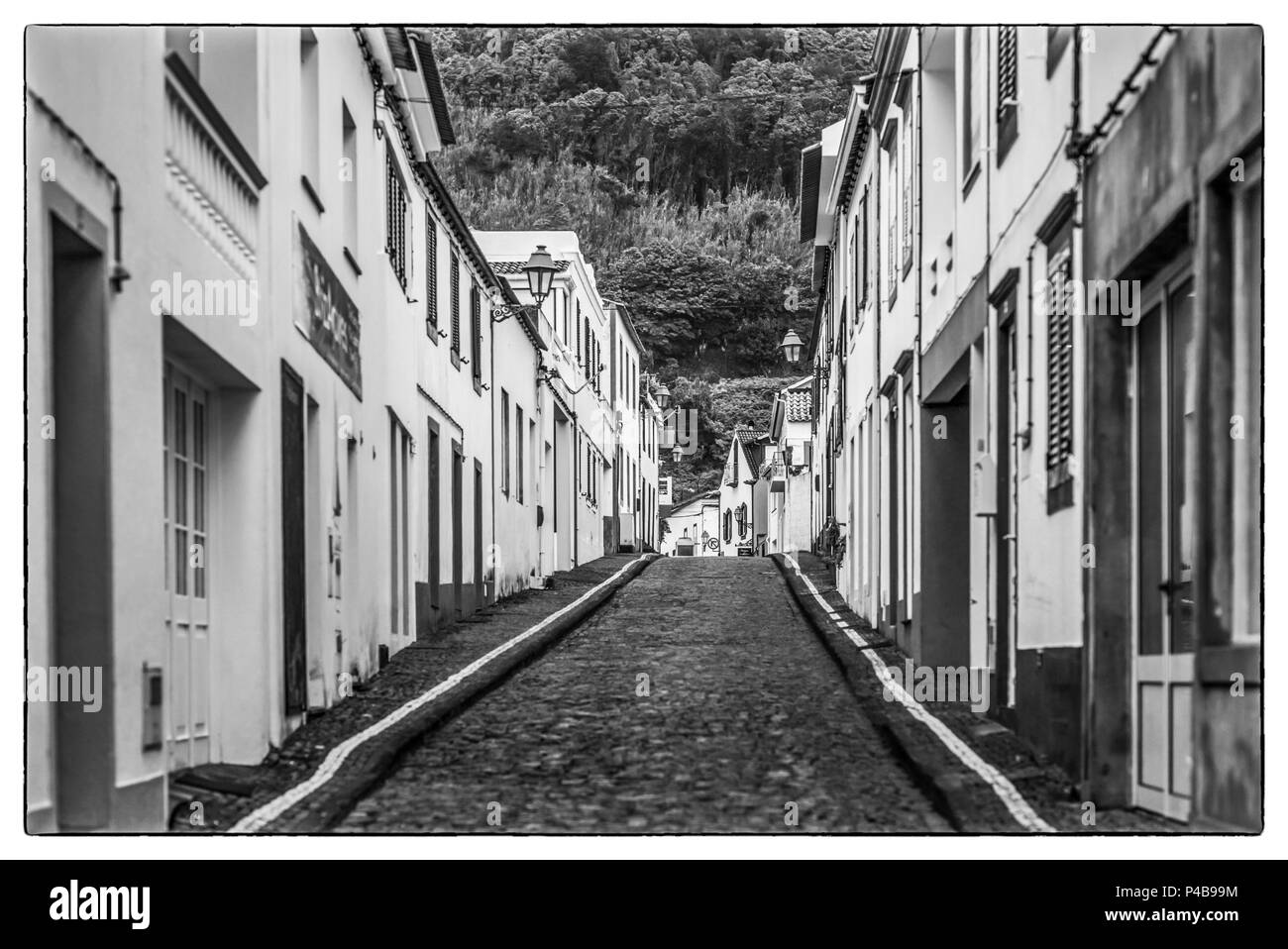 Portugal, Azores, Pico Island, Lajes do Pico, town street Stock Photo