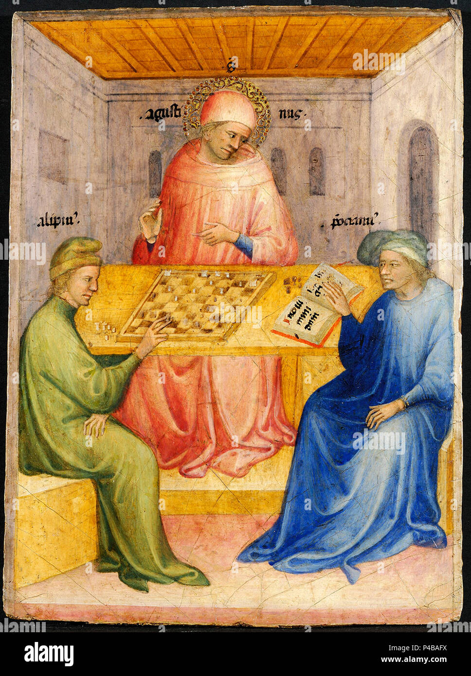 11 Nicolo di Pietro. Saint Augustin et Alypius reçoivent la visite de Ponticianus 1413-15 Musée des Beaux-Arts, Lyon. Stock Photo