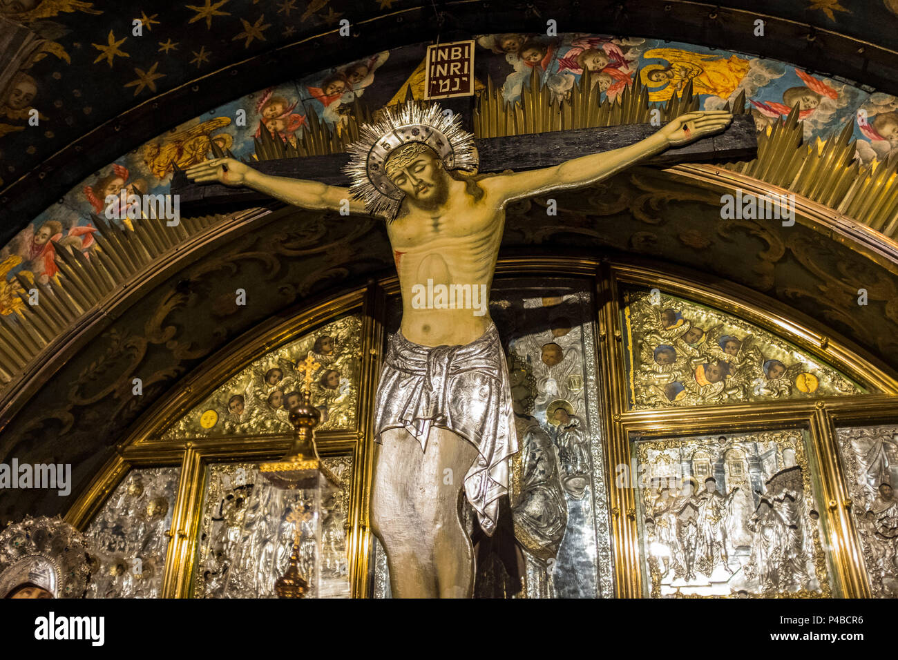 The Altar of the Crucifixion, Church of the Holy Sepulchre, Jerusalem, Israel, Middle East Stock Photo