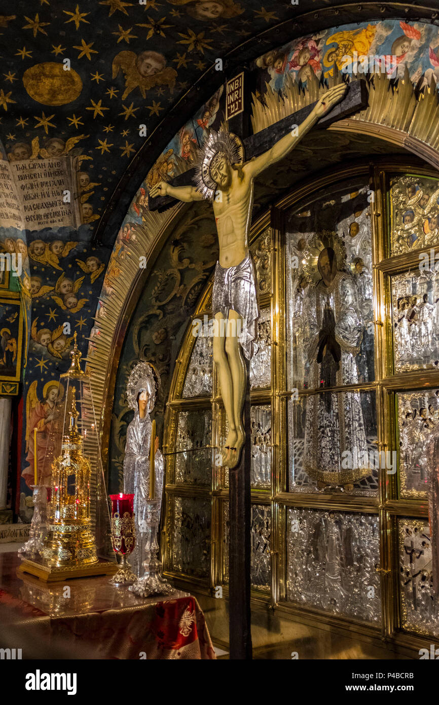 The Altar of the Crucifixion, Church of the Holy Sepulchre, Jerusalem, Israeli, Middle East Stock Photo