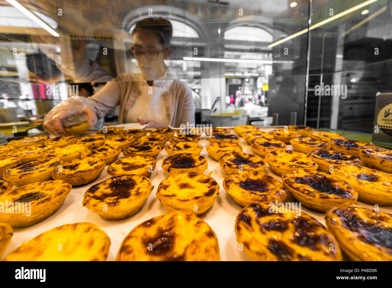 Pastèis de Nata, pudding tartlets, Portuguese pastries, Porto, North Portugal, Europe Stock