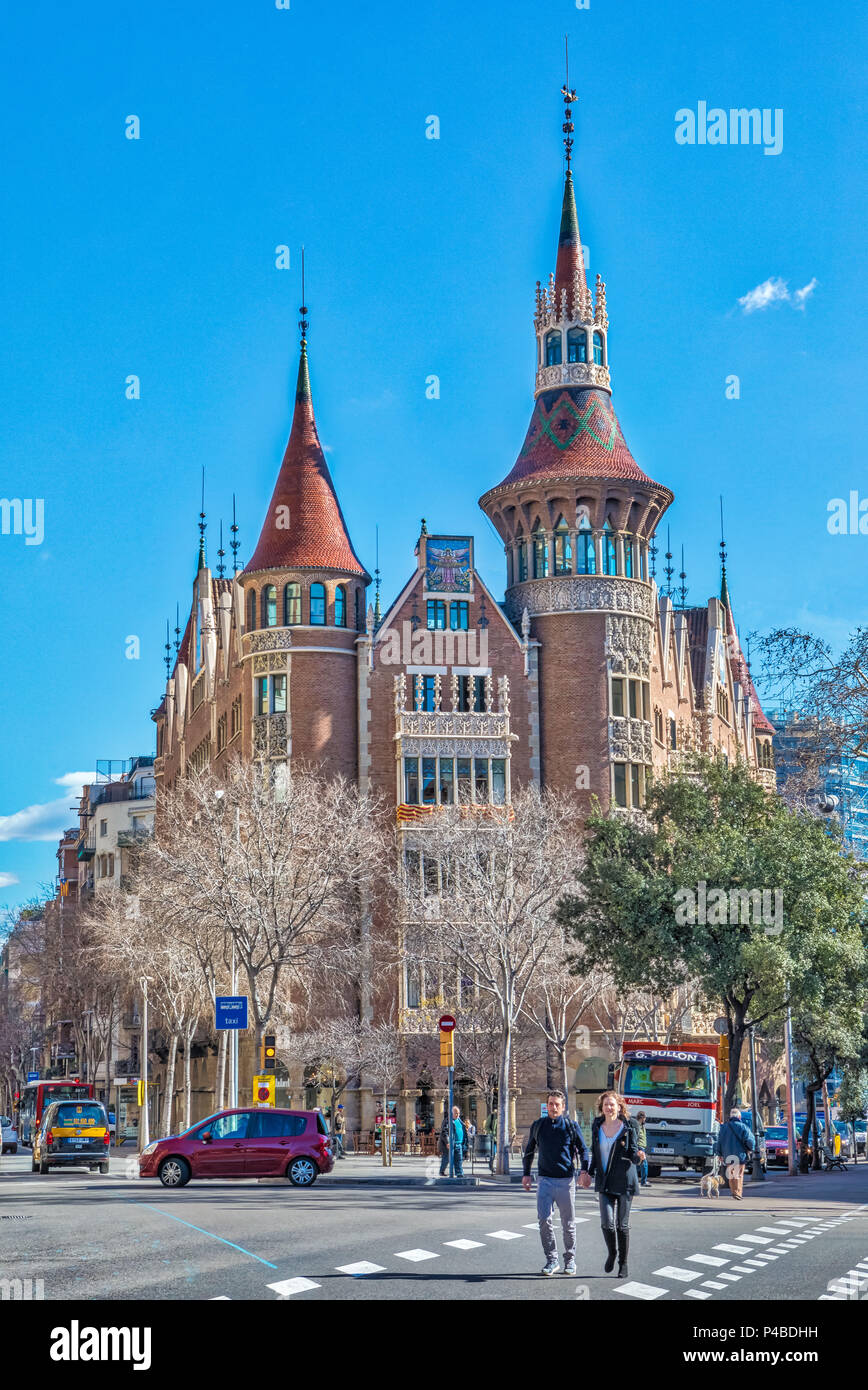 Barcelona City, Diagonal Avenue, Les Punxes House, Spain Stock Photo