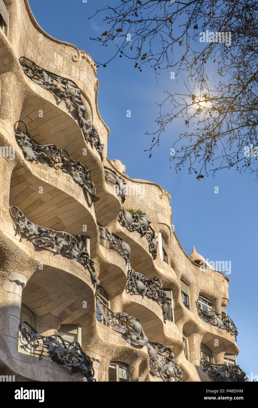 Barcelona City, Gaudi architect, Mila House (La Pedrera), Spain Stock Photo