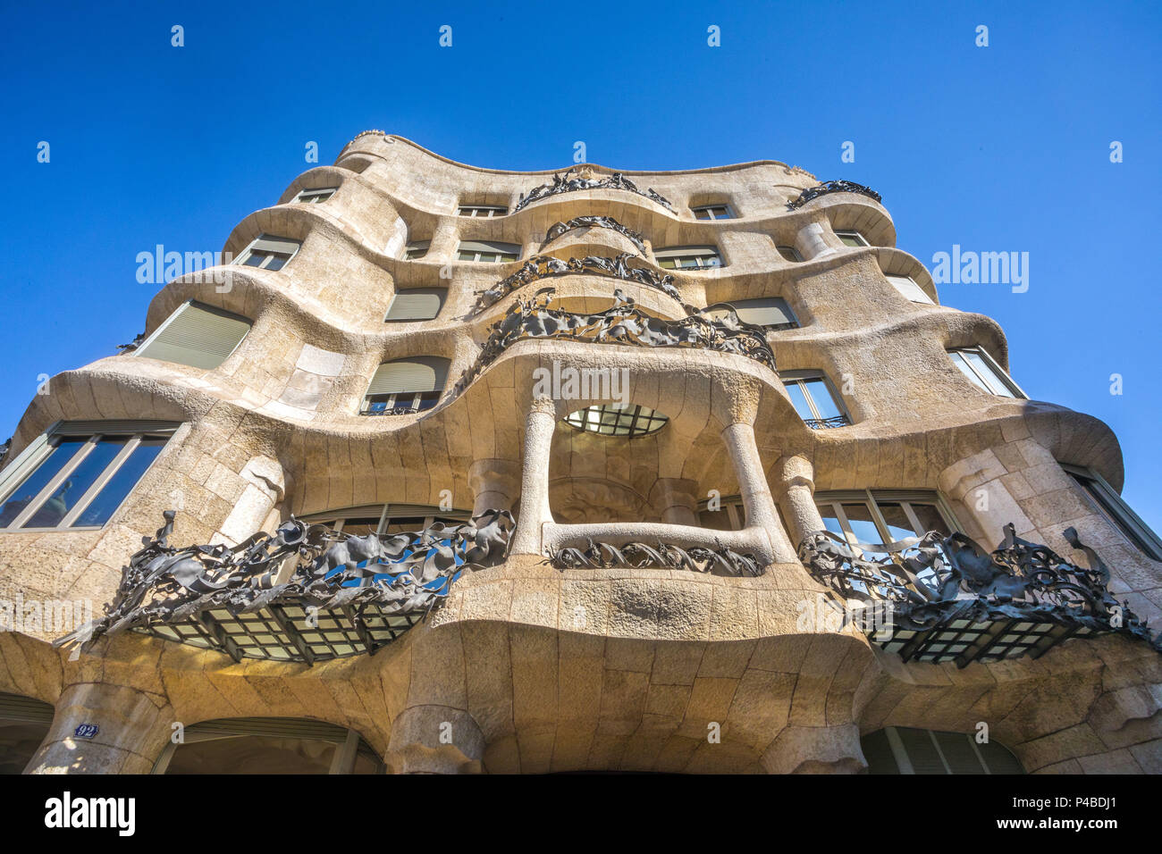 Barcelona City, Gaudi architect, Mila House (La Pedrera), Spain Stock