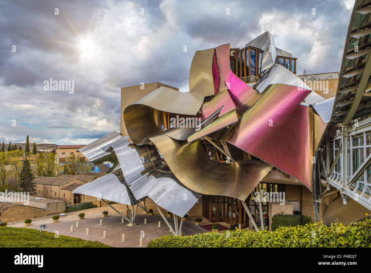 El Ciego City, Frank Gehry architect, La Rioja Area, Logroño province, Marques de Riscal Hotel, Spain, wine cellar Stock Photo