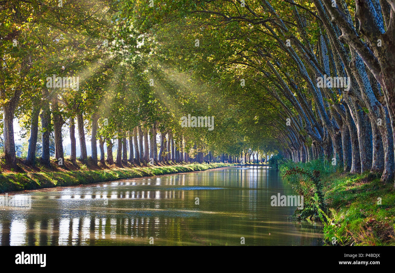 France, Beziers City, Canal du Midi, unesco, Stock Photo