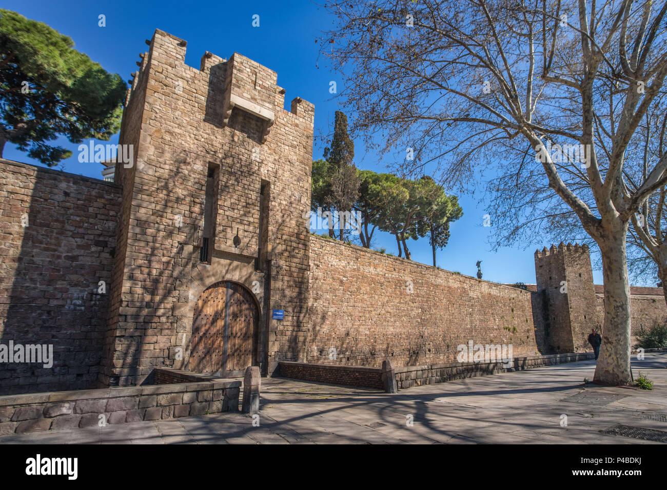 Spain, Barcelona City, Old Barcelona Walls, Santa Madrona Gate Stock Photo