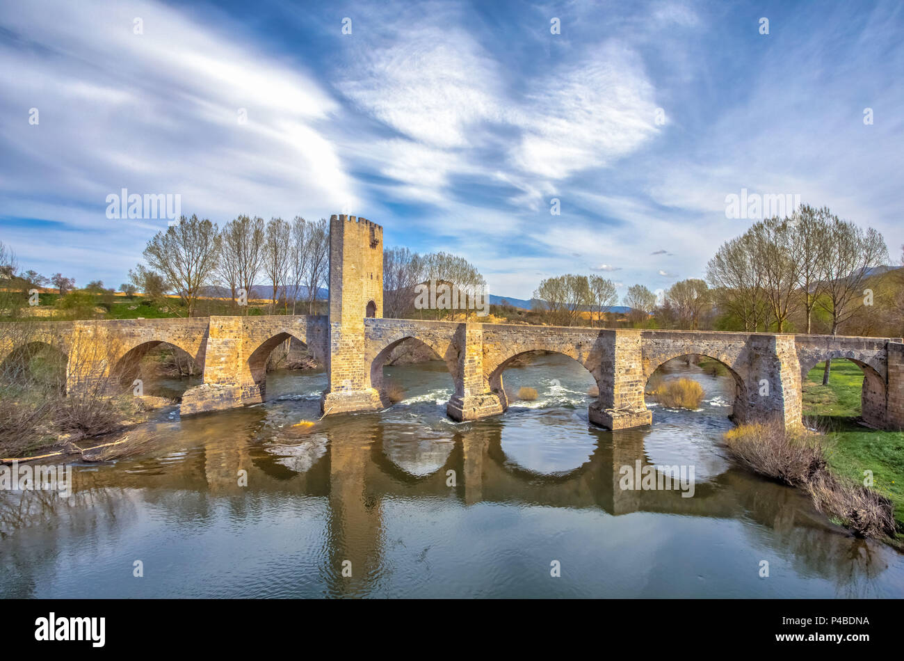 Spain, Burgos Province, Frias City, Medieval Bridge Stock Photo