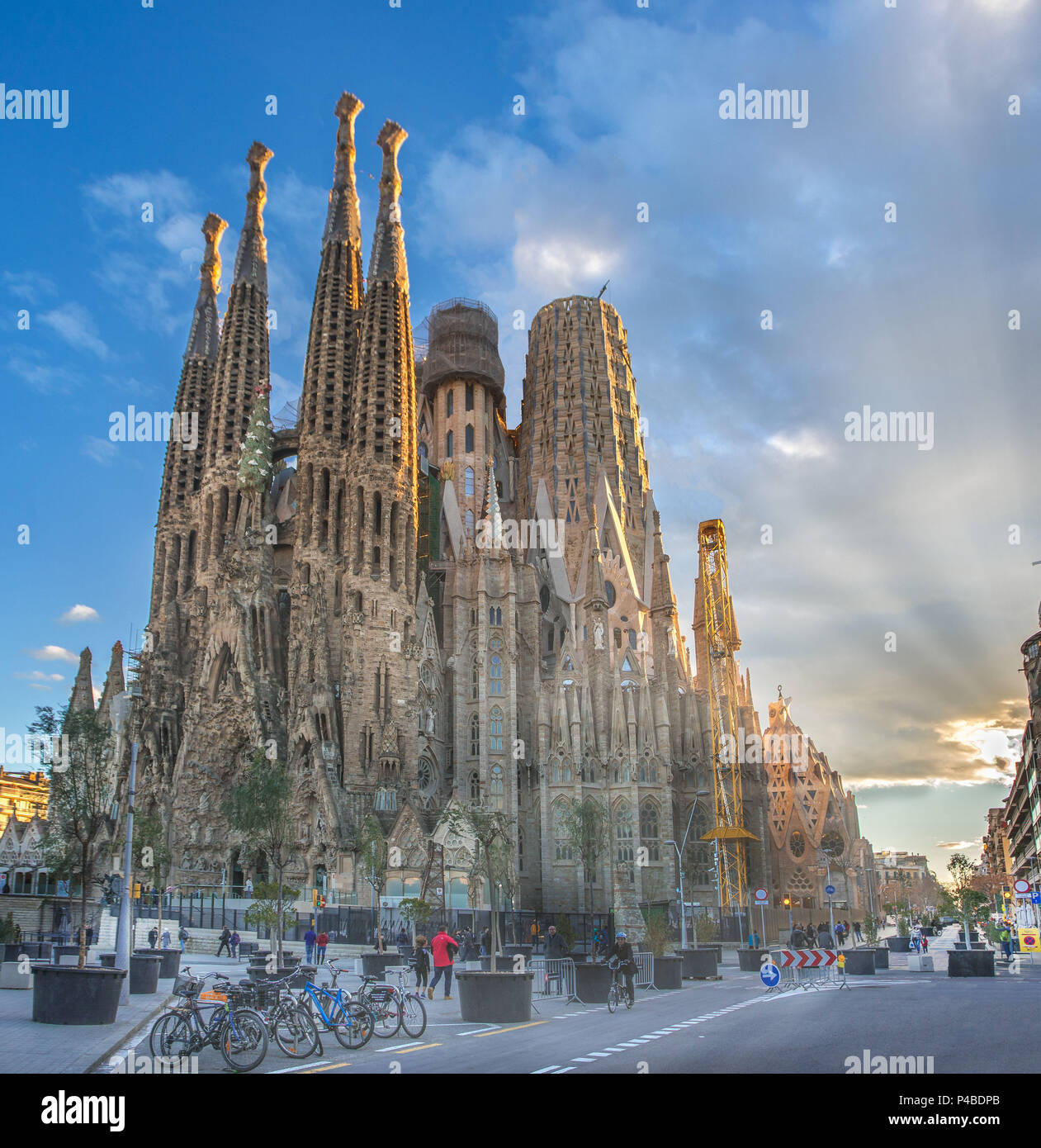 Spain, Catalunya, Barcelona City, Sagrada Familia Temple, Gaudi, Stock Photo