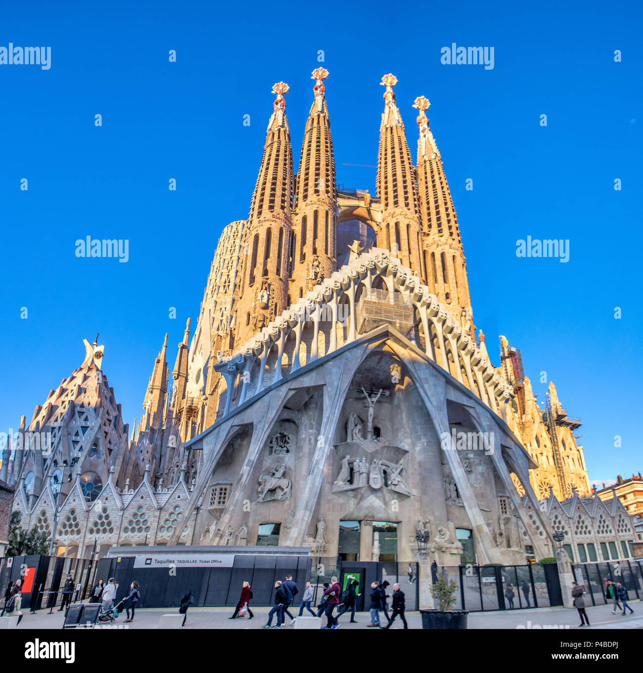 Spain, Catalunya, Barcelona City, Sagrada Familia Temple, Gaudi, Stock Photo