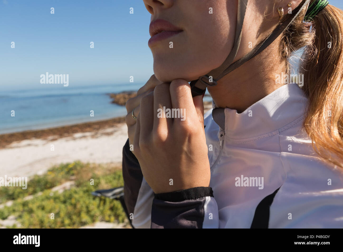 Woman wearing sports helmet hi-res stock photography and images - Alamy