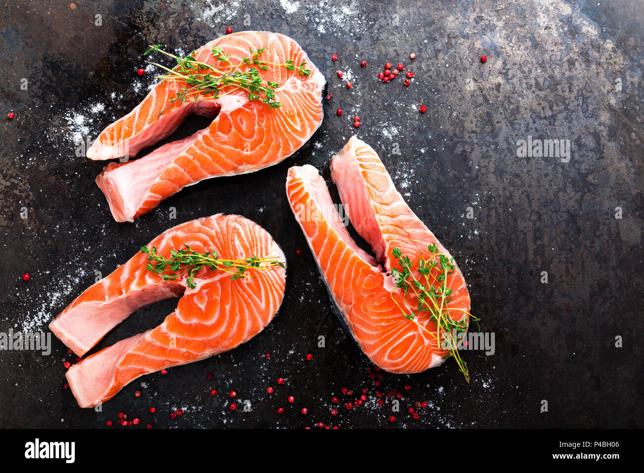 Salmon. Fresh salmon fish. Raw salmon fish steaks Stock Photo - Alamy