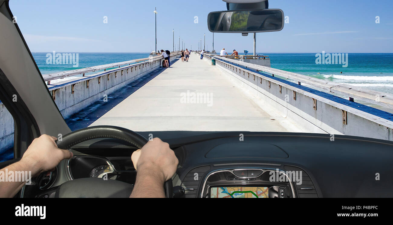 Driving a car towards Venice Beach Pier, Los Angeles, California, USA Stock Photo Alamy