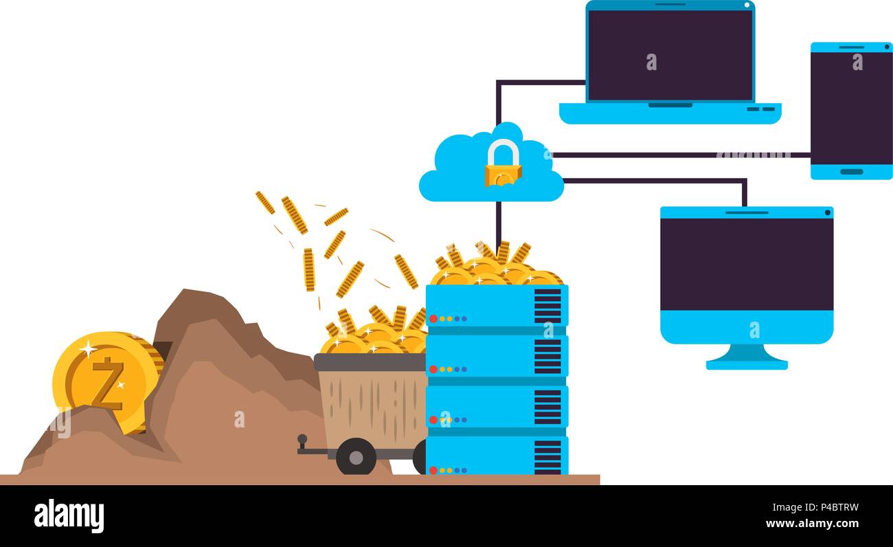 cryptocurrency commerce technology set icons Stock Vector