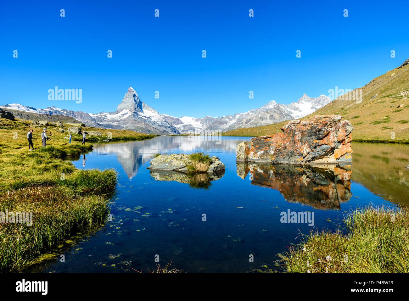 Stellisee Beautiful Lake With Reflection Of Matterhorn Zermatt Stellisee Beautiful Lake With Reflection Of Matterhorn Zermatt