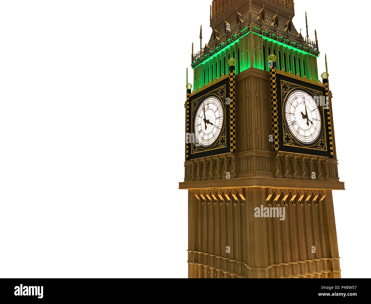 The big clock tower on white background. Stock Photo