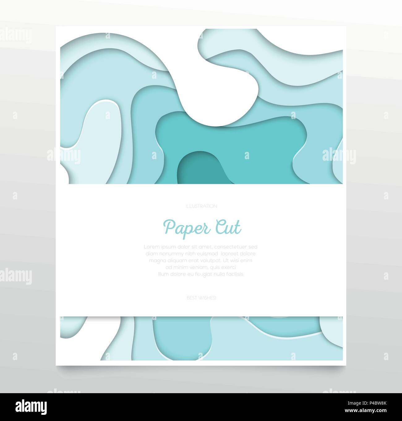 Turquois abstract layout - vector paper cut banner Stock Vector