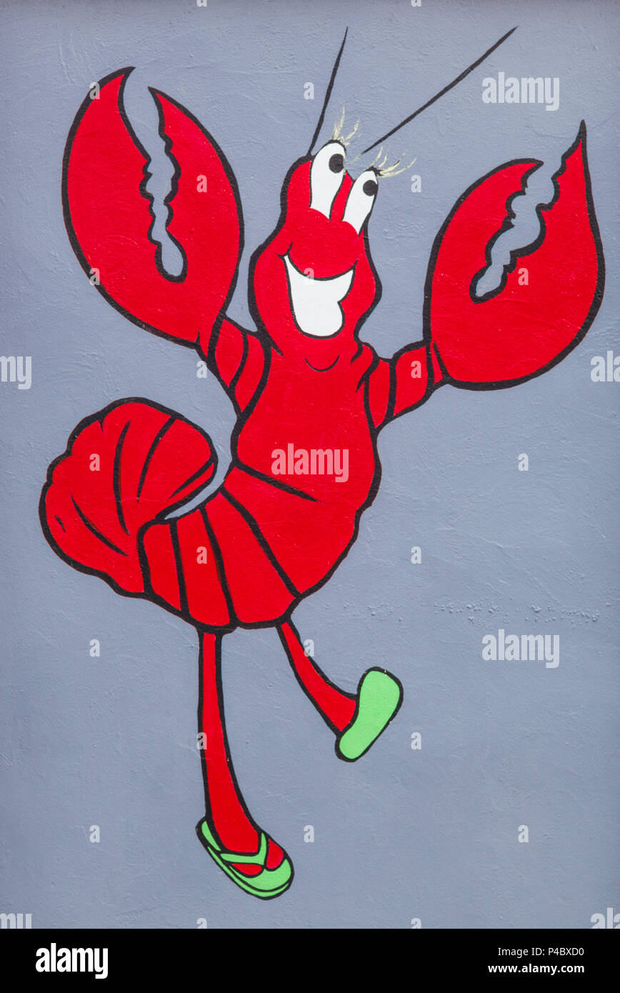 USA, New Jersey, The Jersey Shore, Wildwoods, 1950s-era Doo-Wop architecture, happy lobster art Stock Photo