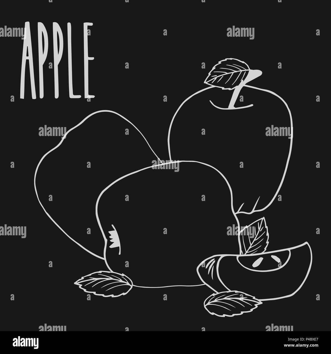 wok clipart black and white apple