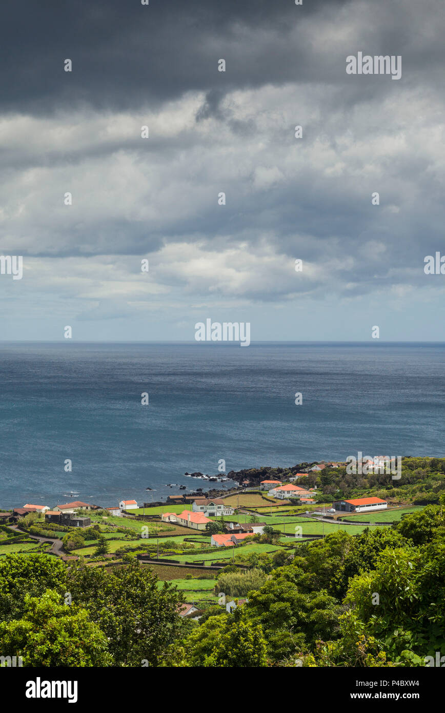 Portugal, Azores, Pico Island, Prainha, elevated town view Stock Photo